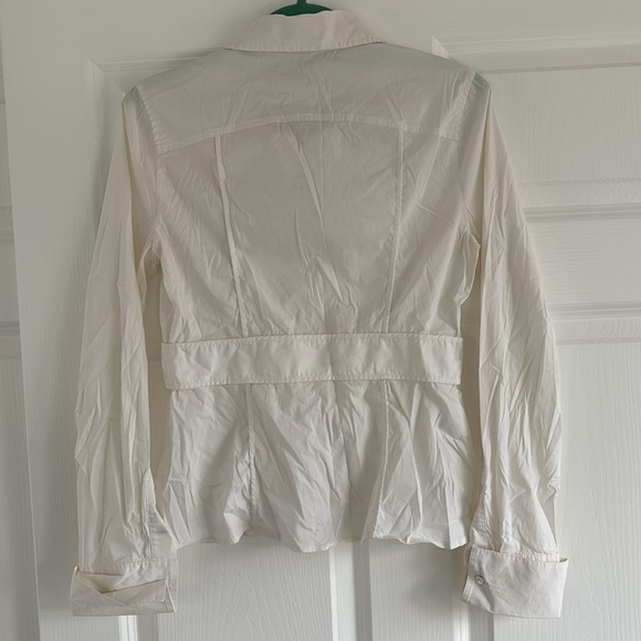 BCBG MaxAzria White Button Down Long Sleeve Top, Size S - Picture 5 of 6